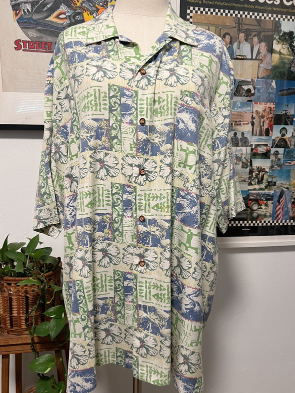 Vintage 90's Abstract Silk Hawaiian Shirt- MAUI FIRE DONATION FUND ITEM