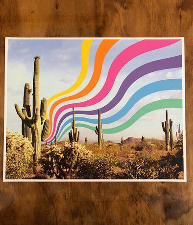 Saguaro Rainbow Wave Print