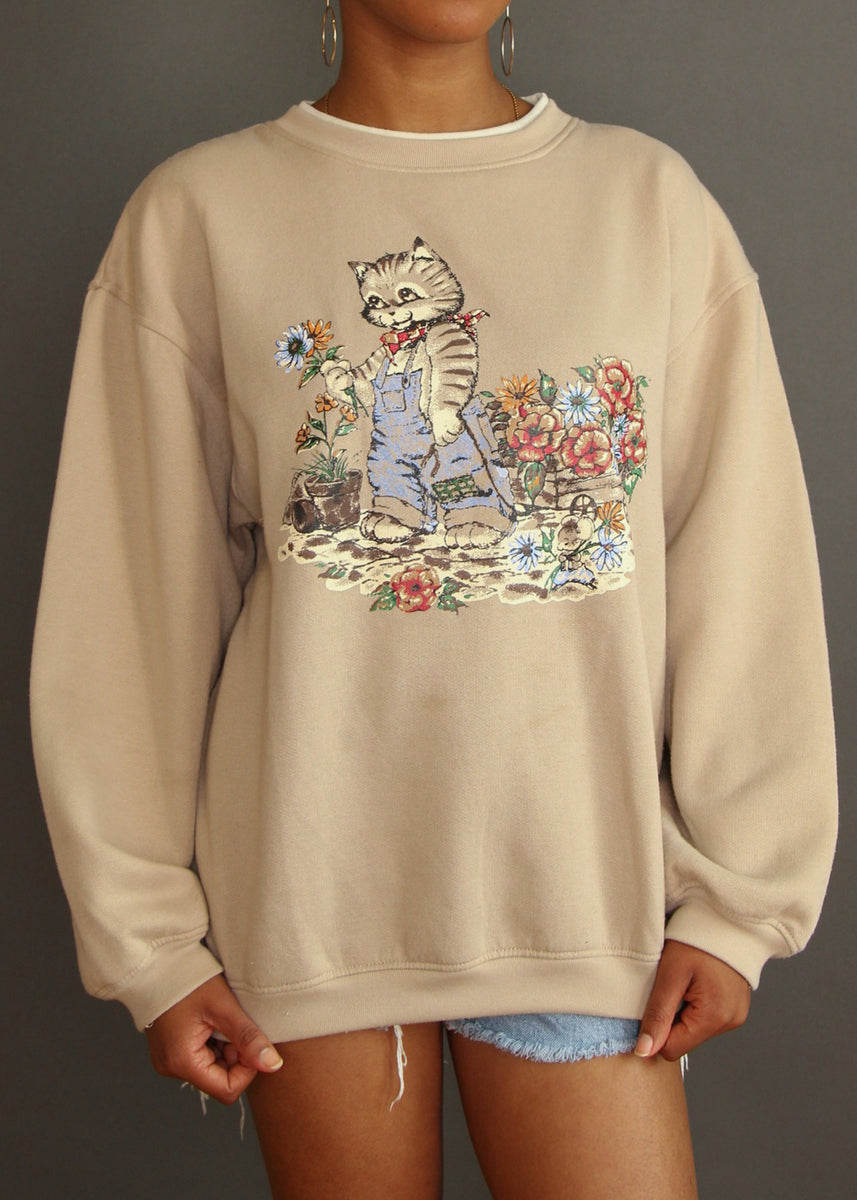 Vintage cat sweatshirt best sale