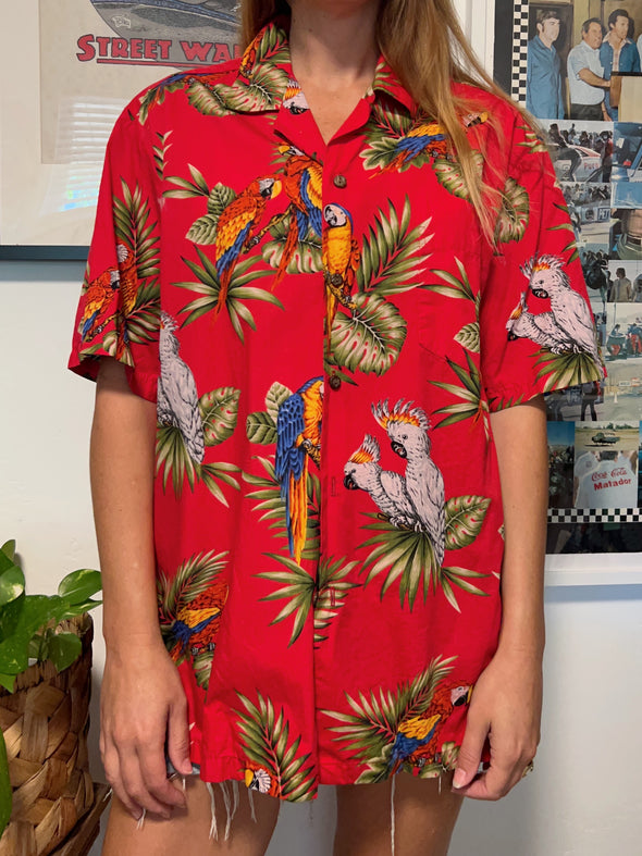 Parrot Hawaiian Shirt- MAUI FIRE DONATION FUND ITEM