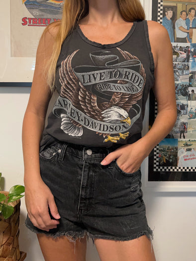 Vintage 90's Grungy Harley Live to Ride Tank