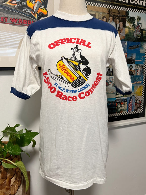 Vintage 80’s Hamm’s I-500 Race Ringer Tee