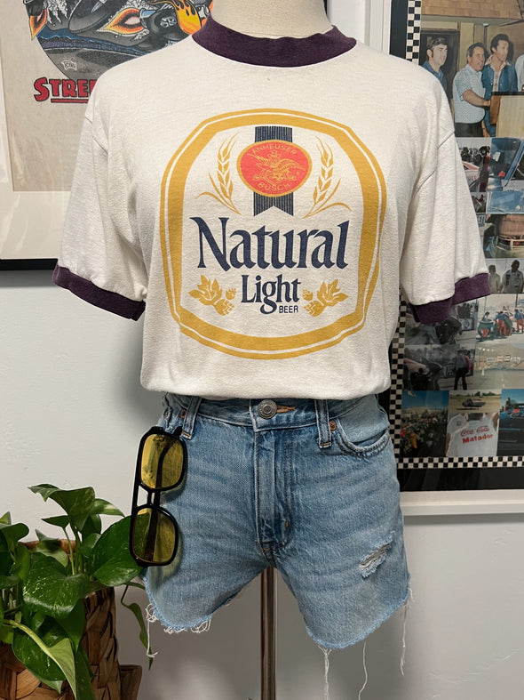 Vintage 1980's Grungy Natural Light Beer Ringer