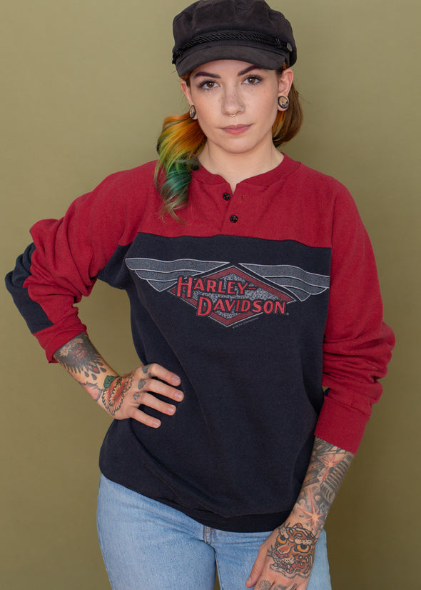 Vintage 1992 Harley Button Sweatshirt