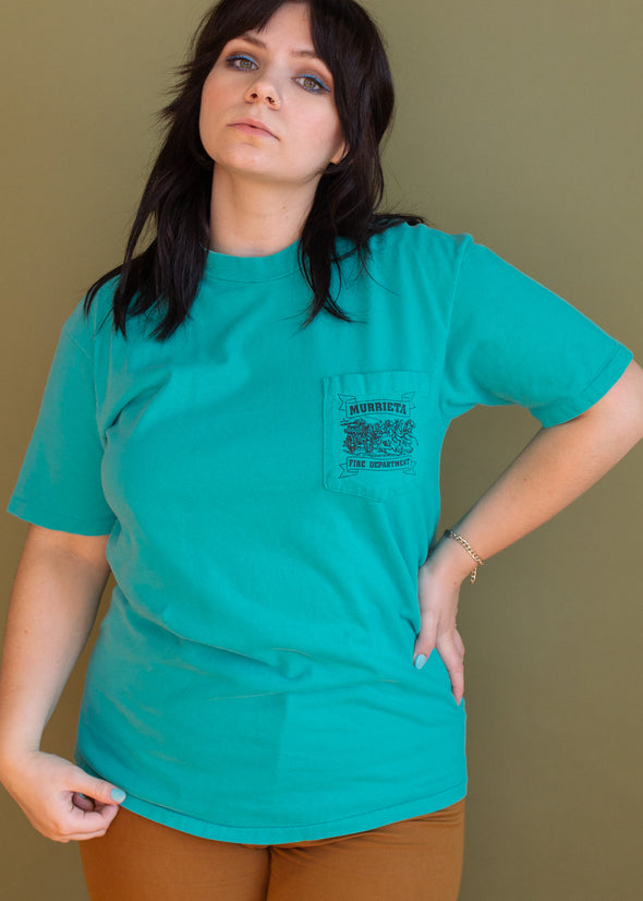 Vintage 90s Murrieta Fire Dept Pocket Tee