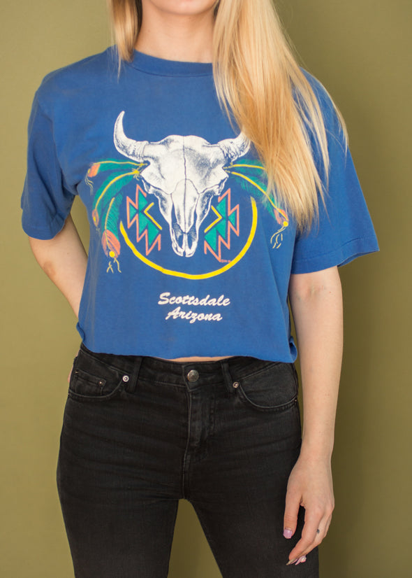 Vintage 90s Cowskull Scottsdale Cropped Tee
