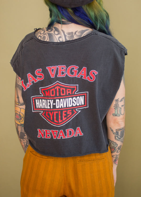 Vintage 90s Faded Harley Las Vegas Cropped Tank
