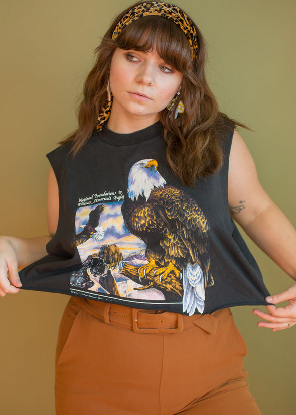 Vintage 90s Protect America's Eagles Cropped Tank