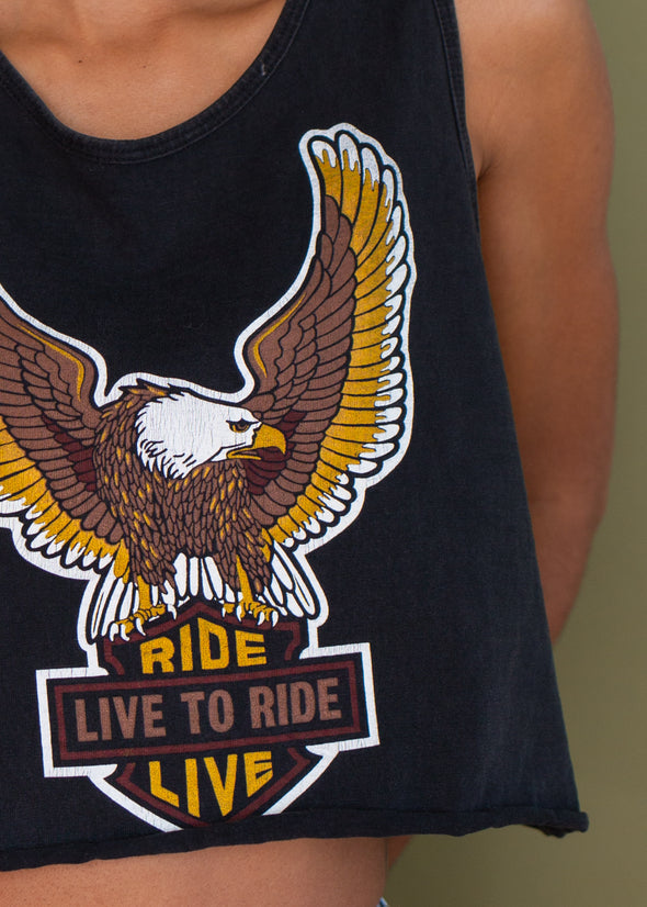 Vintage Live to Ride Cropped Tank