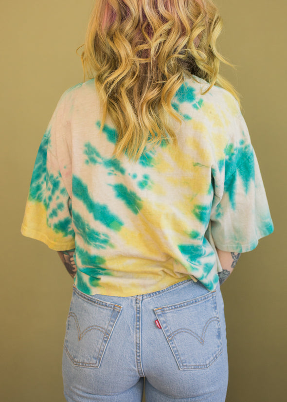 Vintage 90s Cropped Tie Dye Racing Tee