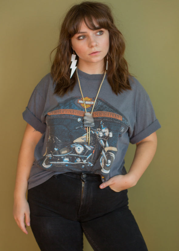 Vintage 90s Striped Harley Tee