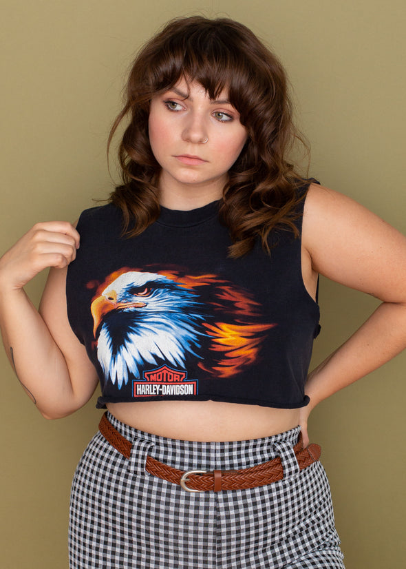 Vintage 90s Harley American and Proud Cropped Tank