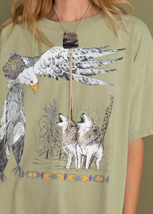 Vintage 90s Southwestern Wolf and Eagle Tee