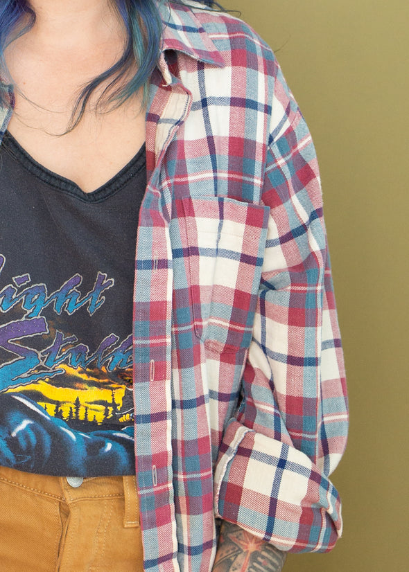 Vintage 90s Cool Tone Plaid Flannel