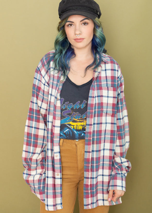 Vintage 90s Cool Tone Plaid Flannel