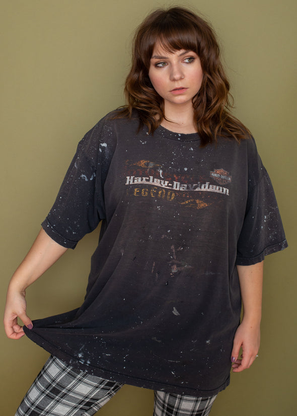 Vintage 90s Paint Splatter Grungy Harley Tee