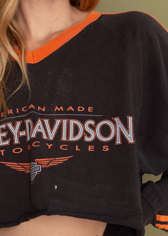 Vintage 1998 Cropped Long Sleeve Harley Tee
