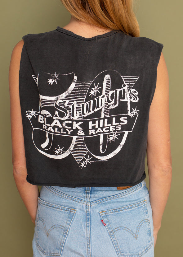 Vintage 1990 Harley Sturgis V Neck Cropped Tank