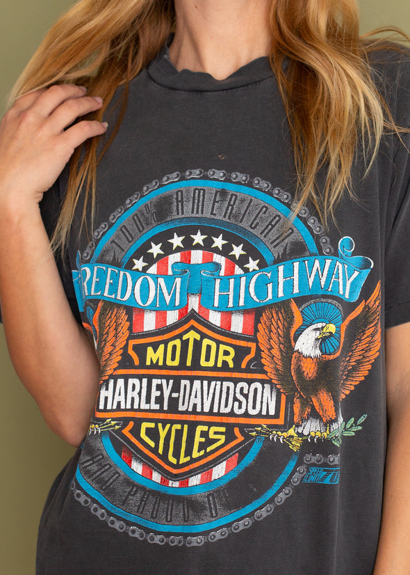 Vintage 1990 Harley Freedom Highway Tee