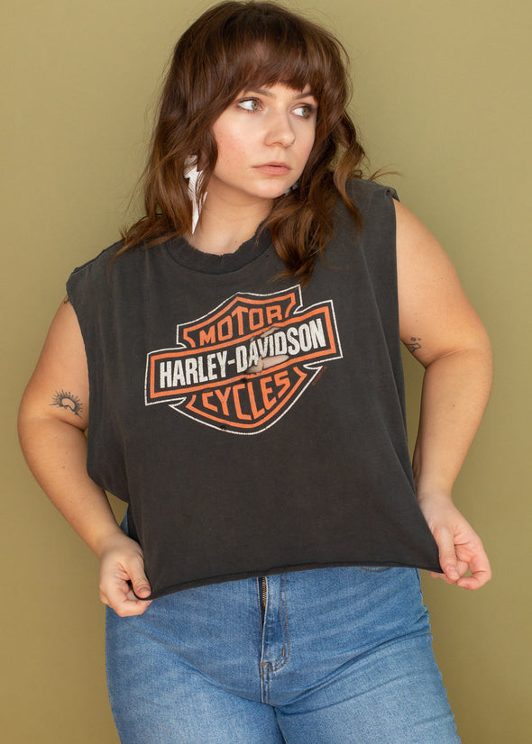 Vintage 90s Grungy Harley Cropped Tank