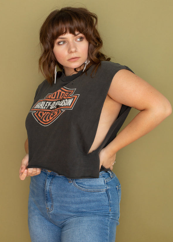 Vintage 90s Grungy Harley Cropped Tank