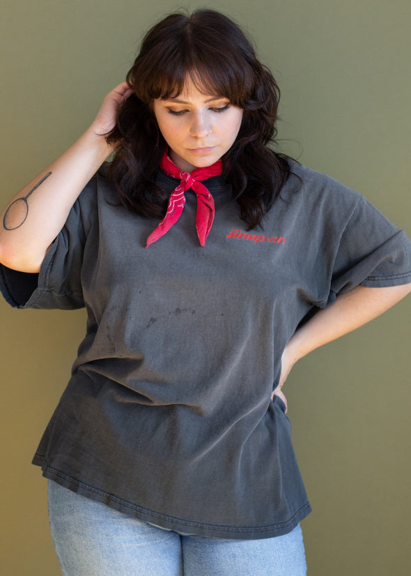Vintage 90s Grungy Faded Snap-On Tee
