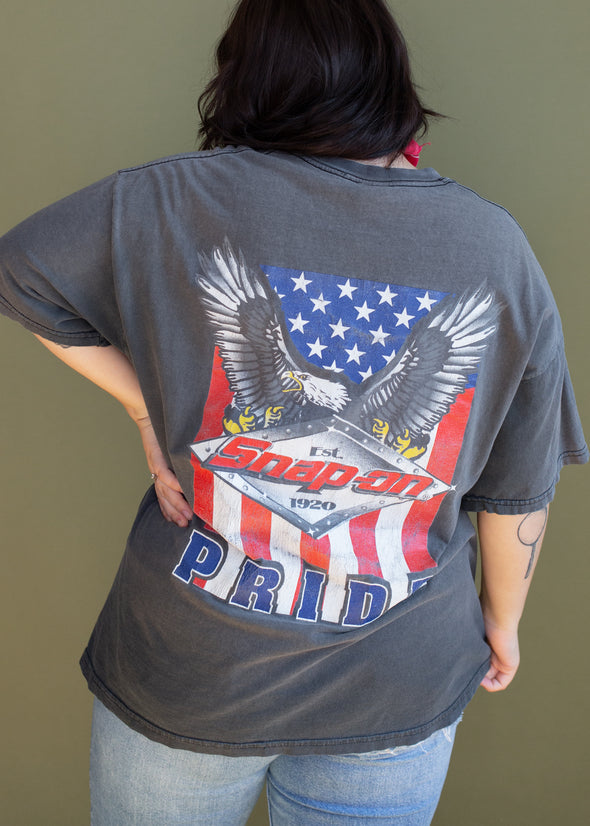 Vintage 90s Grungy Faded Snap-On Tee
