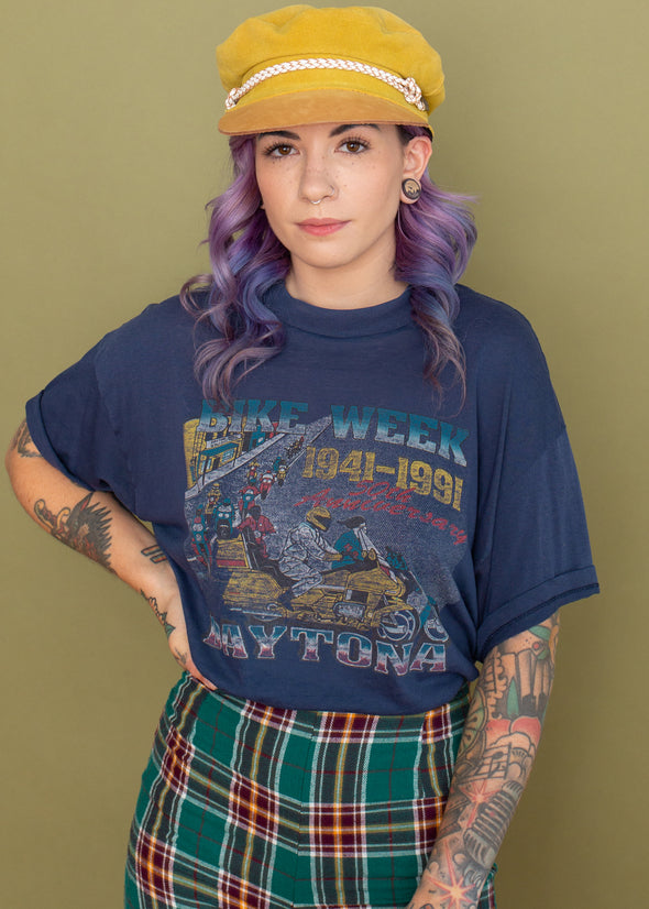 Vintage 1991 Paper Thin Daytona Bike Week Tee