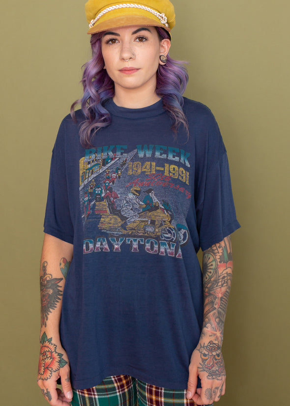 Vintage 1991 Paper Thin Daytona Bike Week Tee