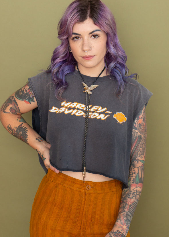 Vintage 1999 Faded Cropped Harley Tank