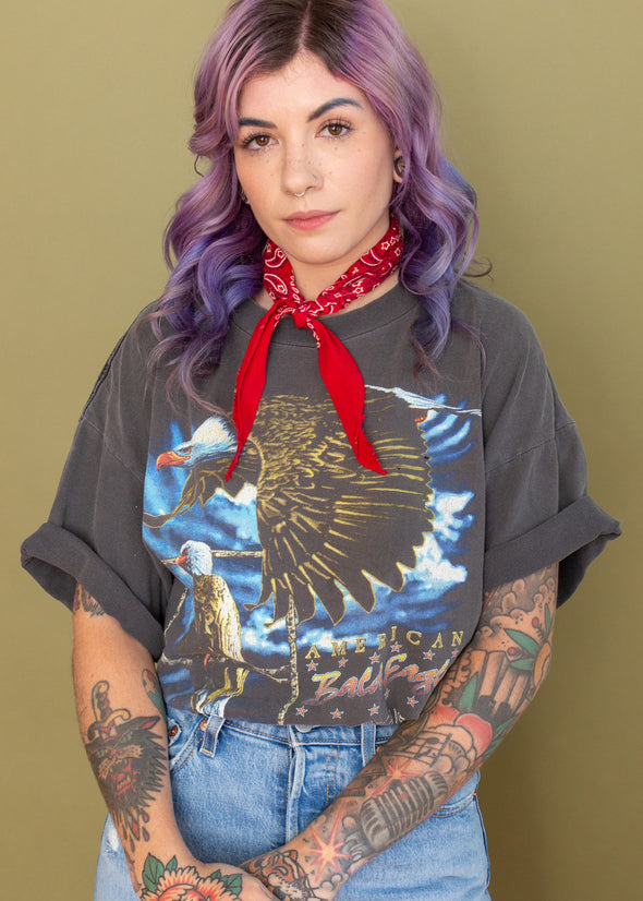 Vintage 1997 Grungy American Bald Eagle Tee