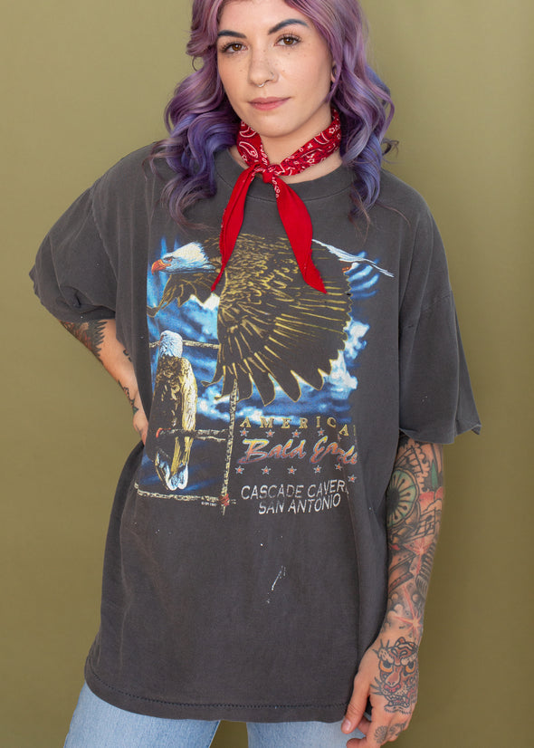 Vintage 1997 Grungy American Bald Eagle Tee