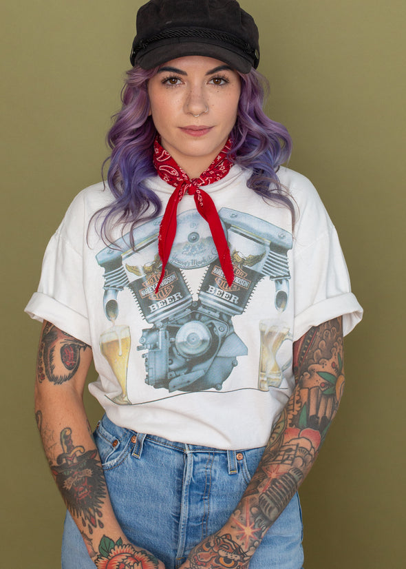 Vintage 90s Harley V Twin Beer Tee
