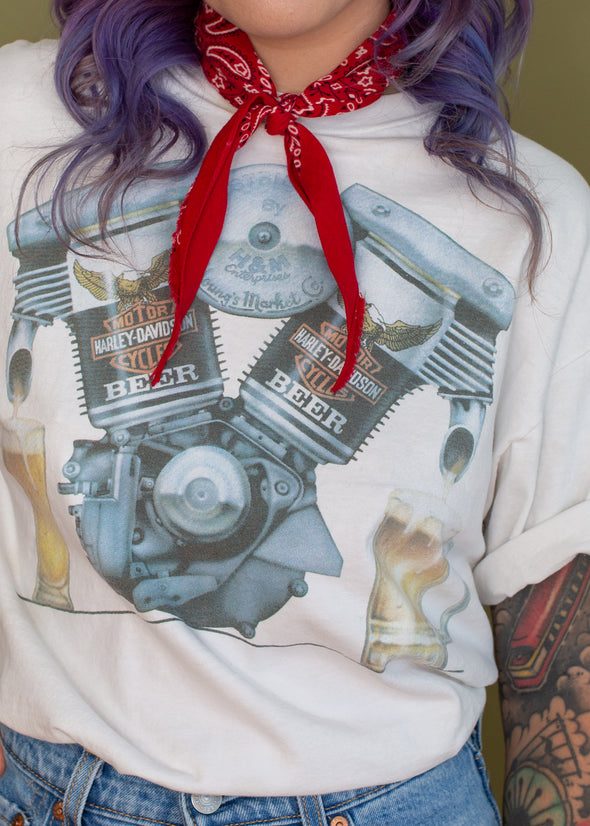 Vintage 90s Harley V Twin Beer Tee
