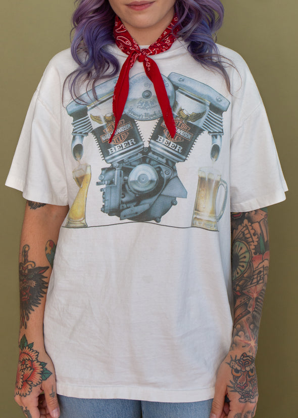 Vintage 90s Harley V Twin Beer Tee