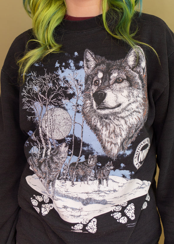 Vintage 90s Majestic Wolf Sweatshirt