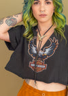 Vintage 90s Deep V Harley Cropped Tee