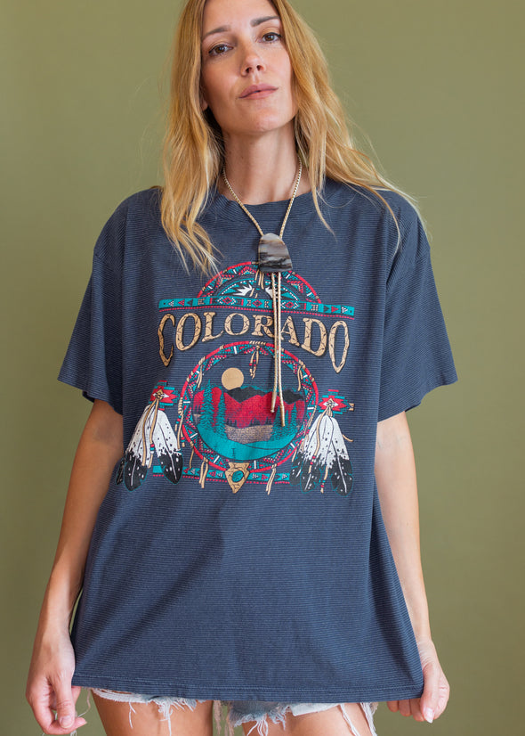 Vintage 90s Striped Colorado Tee