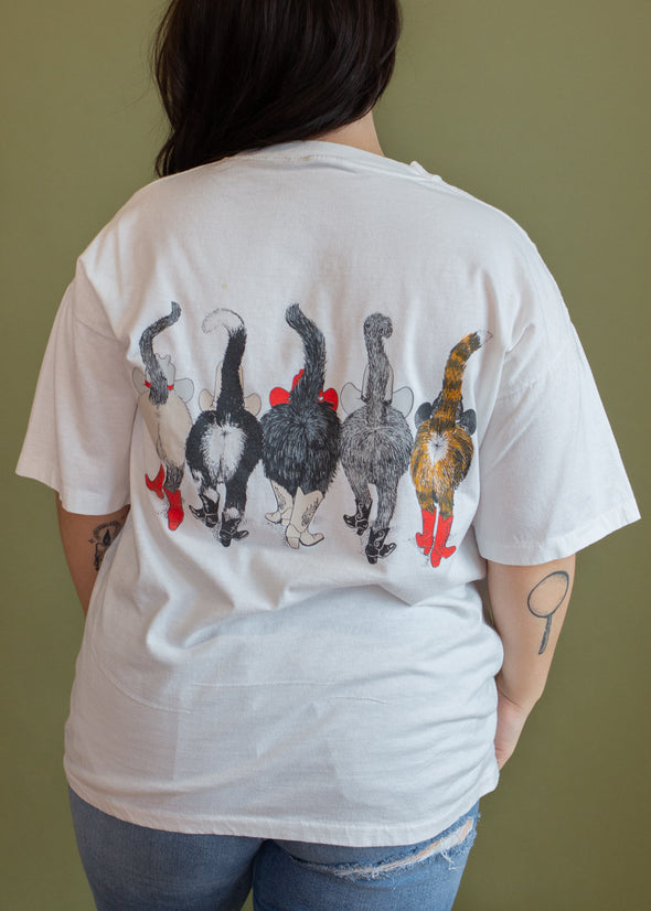 Vintage 90s Cowgirl Cat Tee