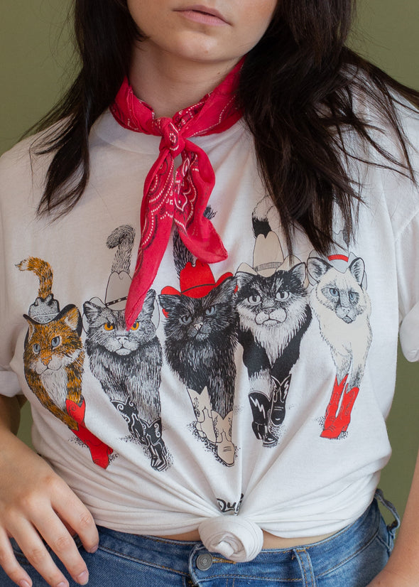 Vintage 90s Cowgirl Cat Tee