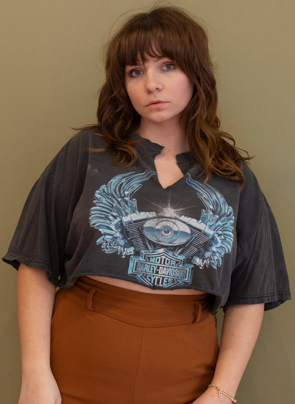 Vintage 90s Cropped Harley Tee