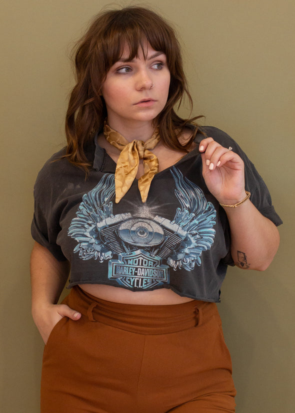 Vintage 90s Cropped Harley Tee