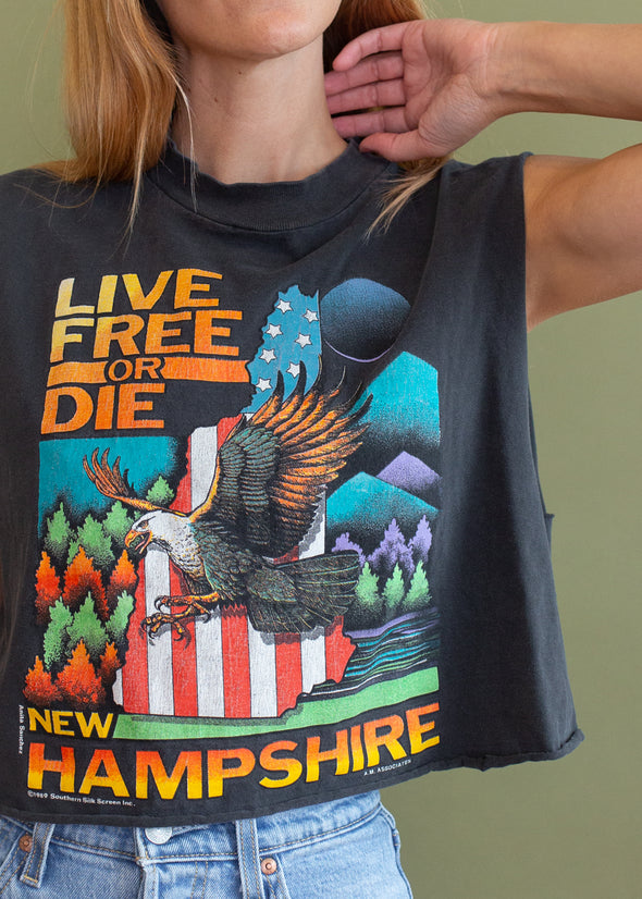 Vintage 1989 Live Free or Die Cropped Tank