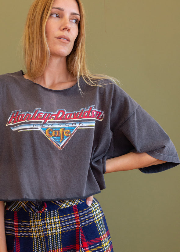 Vintage 90s Harley Cafe Cropped Tee