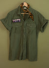 Vintage Short Sleeve Army Jacket with VOTE Patch
