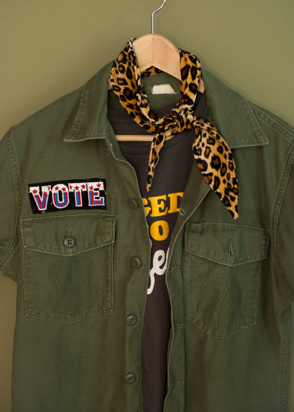 Vintage Short Sleeve Army Jacket with VOTE Patch