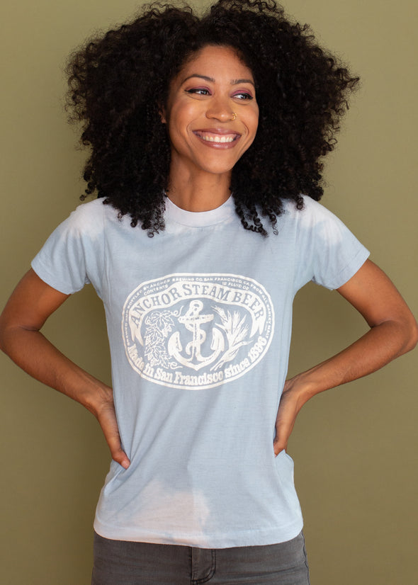 Vintage 1988 Anchor Steam Beer Bleach Dye Tee