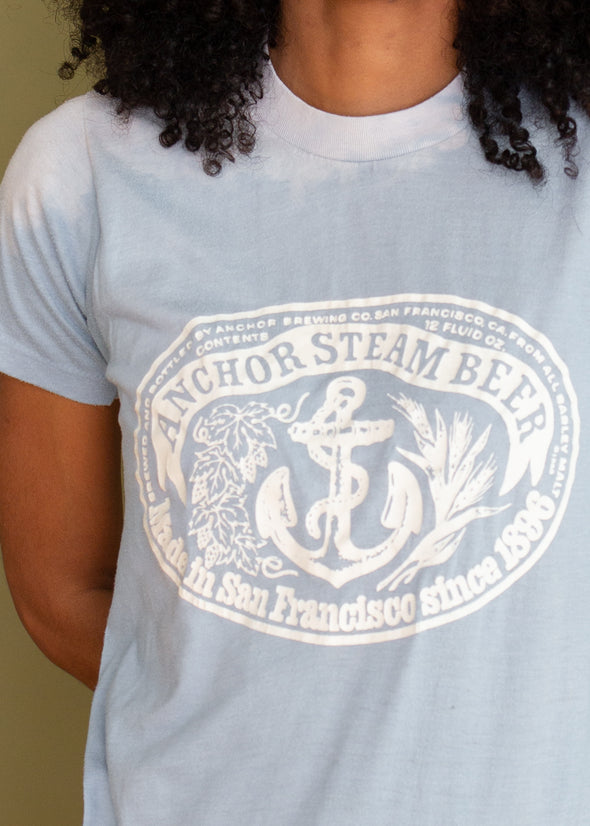Vintage 1988 Anchor Steam Beer Bleach Dye Tee