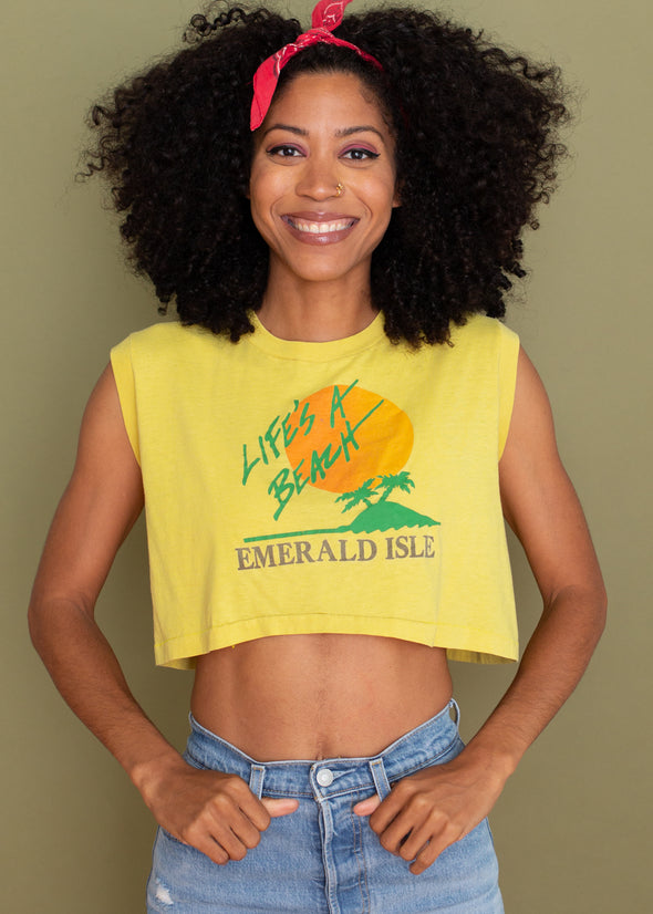 Vintage 80s Life's A Beach Cropped Tank