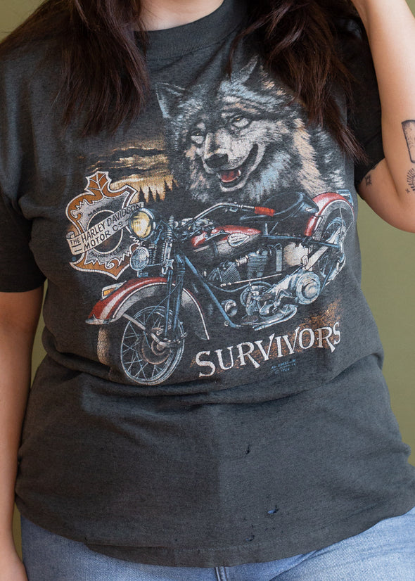 Vintage 1989 Harley 3D Emblem Survivors Tee